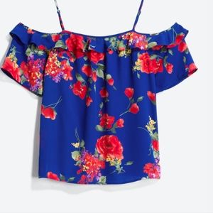 Skies are Blue Heidi Cold Shoulder Ruffle Blouse
